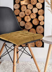 Velvet Slip Free Tufted  Chair Cushion Khaki 40x40cm - Pack of 4 - Cotton Home