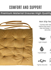 Velvet Slip Free Tufted  Chair Cushion Khaki 40x40cm - Pack of 2 - Cotton Home