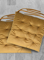 Velvet Slip Free Tufted  Chair Cushion Khaki 40x40cm - Pack of 2 - Cotton Home