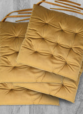 Velvet Slip Free Tufted  Chair Cushion Khaki 40x40cm - Pack of 4 - Cotton Home
