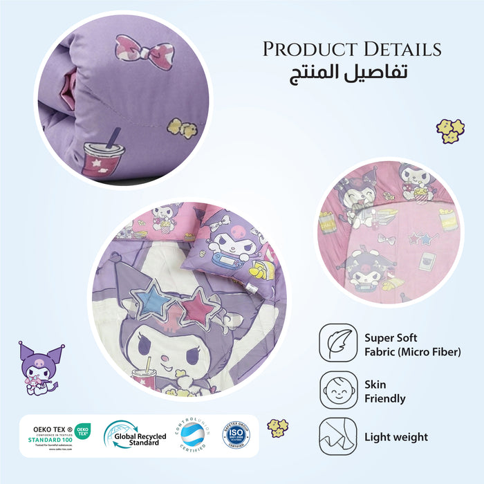 Kuromi Official Kids Bedding Set – 5 Piece Comforter Set Cozy & Colorful Cartoon Character with Matching Pillowcases & Bedsheet