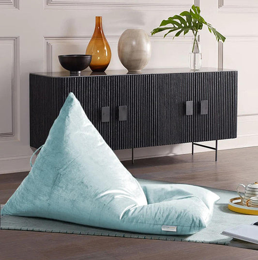 Adult Velvet Sky Blue Lazy Bean Bag Chair - Cotton Home