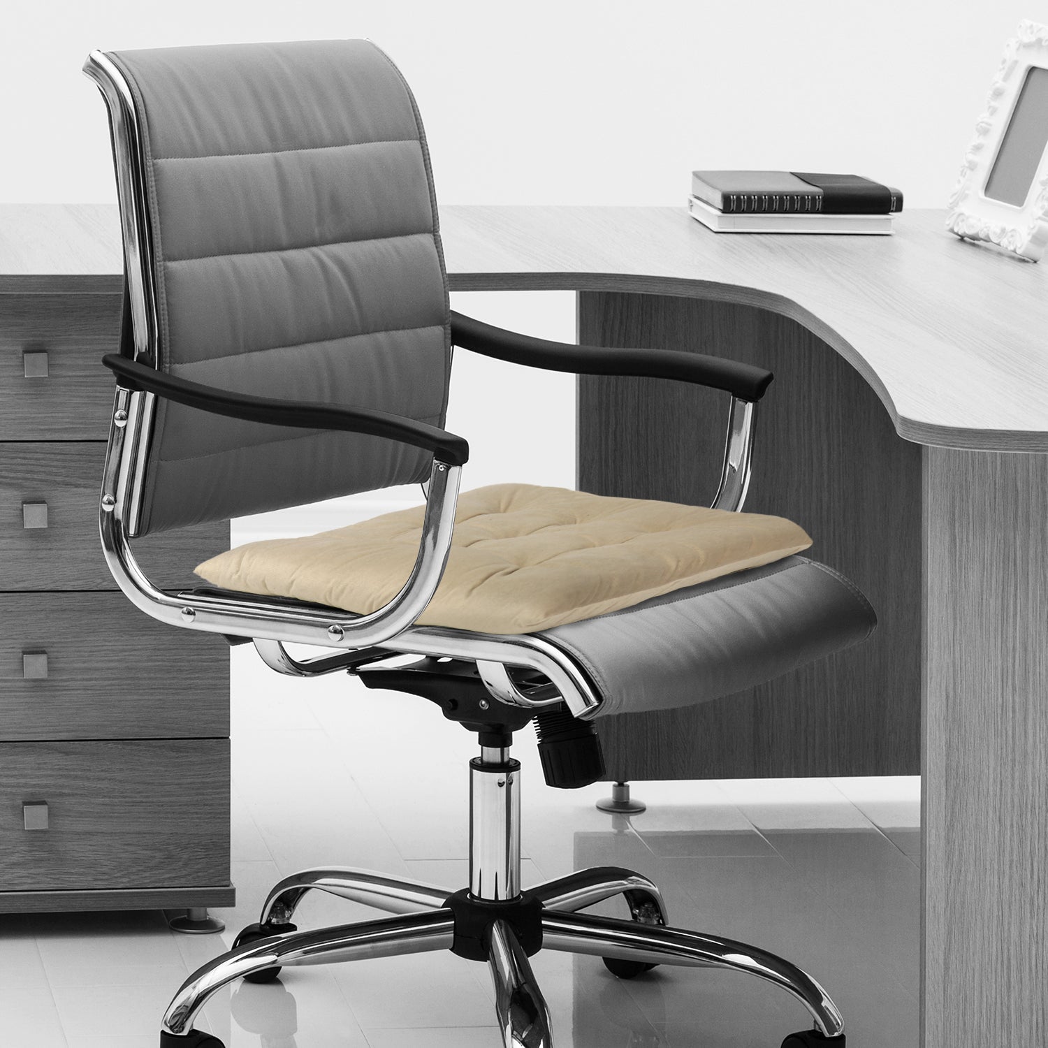 Velvet Slip Free Tufted  Chair Cushion Light Beige 40x40cm - Pack of 2 - Cotton Home