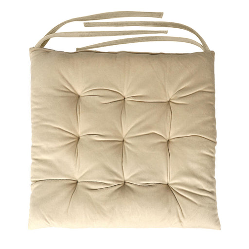 Velvet Slip Free Tufted  Chair Cushion Light Beige 40x40cm - Cotton Home