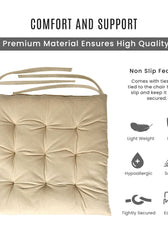 Velvet Slip Free Tufted  Chair Cushion Light Beige 40x40cm - Pack of 2 - Cotton Home
