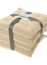 Velvet Slip Free Tufted  Chair Cushion Light Beige 40x40cm - Pack of 4 - Cotton Home