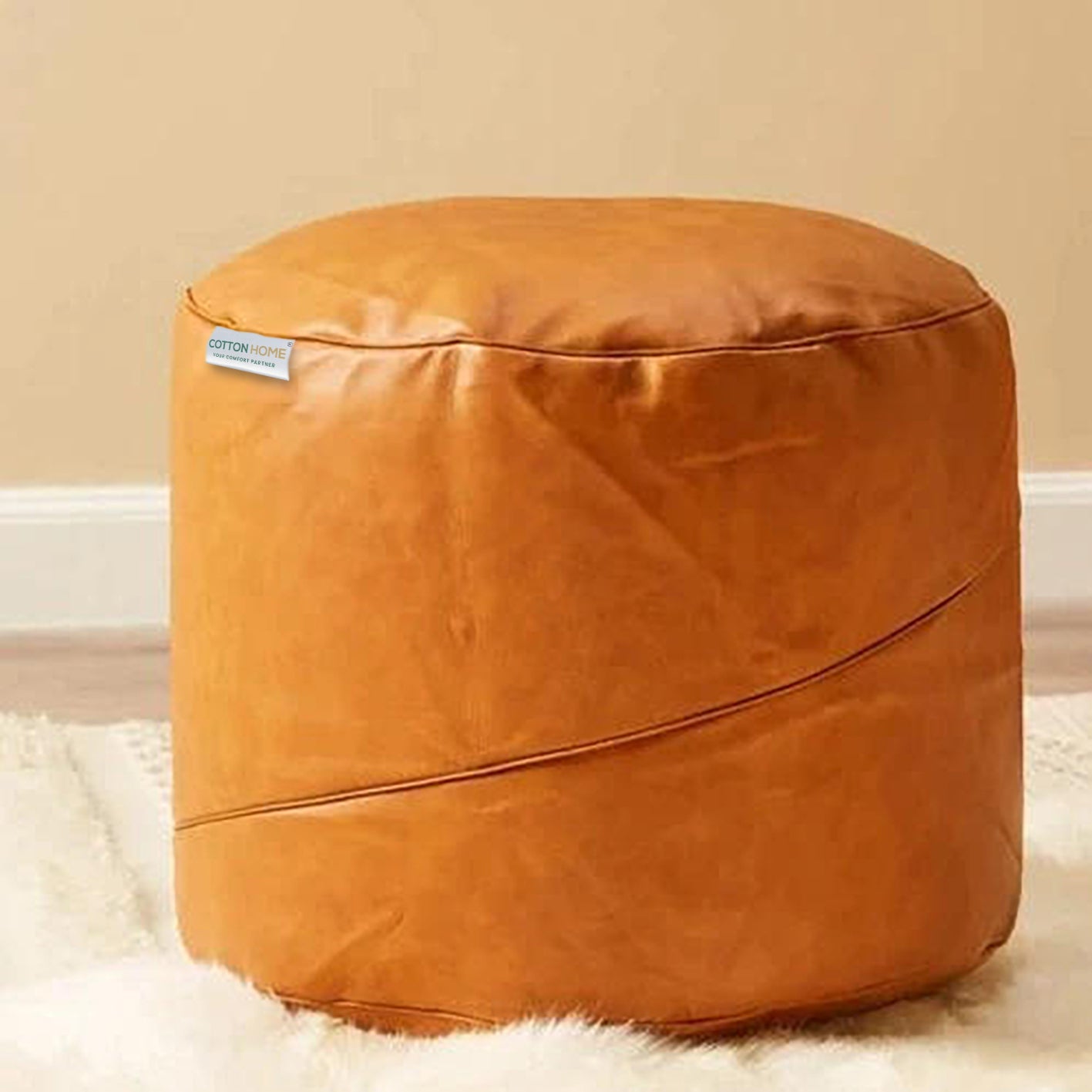 Luxury Pure Faux Leather Ottoman 45x35 cm - Cotton Home