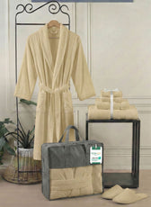 Luxury 7PC Egyptian Cotton Bath Bundle Set Linen – Bathrobe, Towels, Slippers