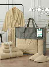 Luxury 7PC Egyptian Cotton Bath Bundle Set Linen – Bathrobe, Towels, Slippers