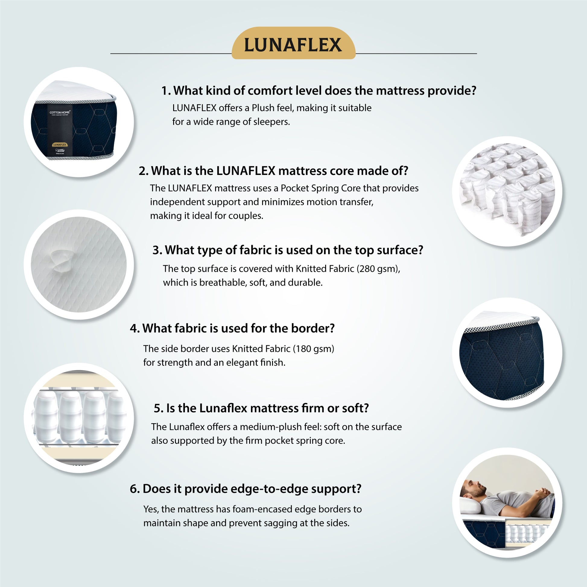 Cotton Home Lunaflex Pocket Spring Plush Mattress