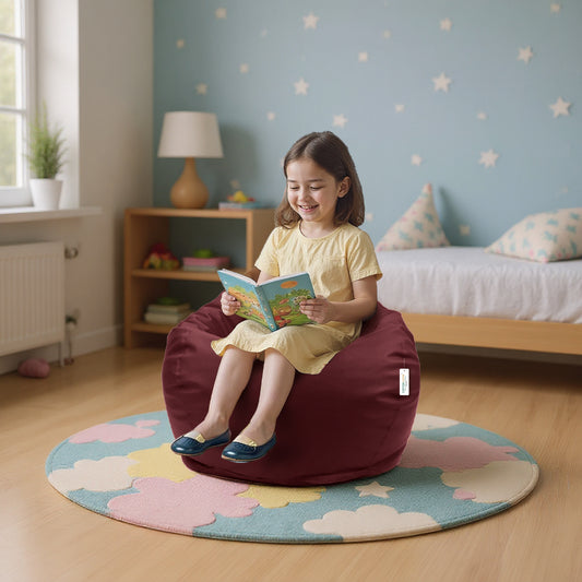 Kids Bean Bag Chair Premium PU Leather 50x80x80cm - Maroon