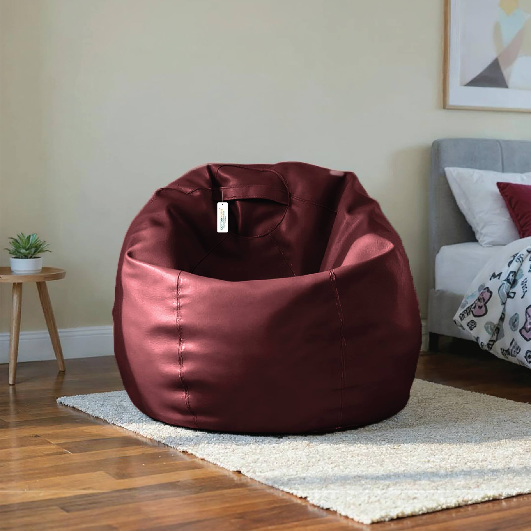 Adult Bean Bag Chair Premium PU Leather  62x105cm - Maroon
