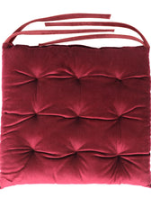 Velvet Slip Free Tufted  Chair Cushion Maroon 40x40cm - Cotton Home