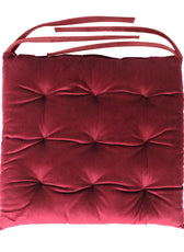 Velvet Slip Free Tufted  Chair Cushion Maroon 40x40cm - Pack of 2 - Cotton Home