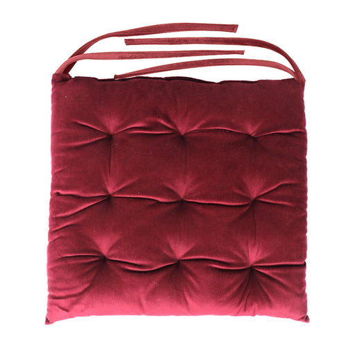 Velvet Slip Free Tufted  Chair Cushion Maroon 40x40cm - Pack of 2 - Cotton Home