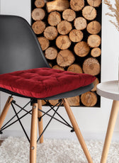 Velvet Slip Free Tufted  Chair Cushion Maroon 40x40cm - Pack of 4 - Cotton Home