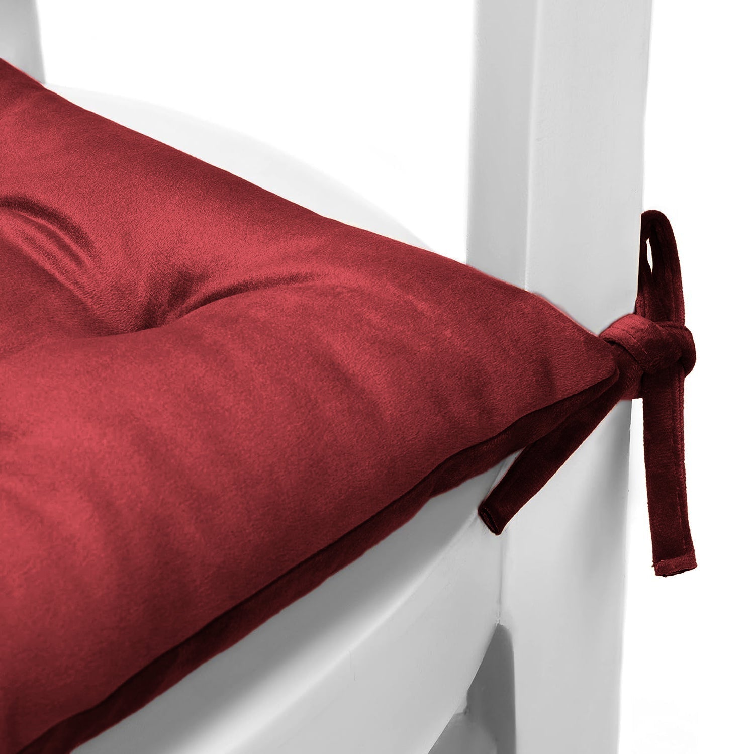 Velvet Slip Free Tufted  Chair Cushion Maroon 40x40cm - Pack of 4 - Cotton Home