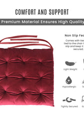 Velvet Slip Free Tufted  Chair Cushion Maroon 40x40cm - Pack of 2 - Cotton Home