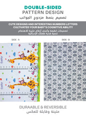 Baby Crawling Mat 200x180CM Large Reversible Waterproof, Non-Slip Play Mat with Animals Design