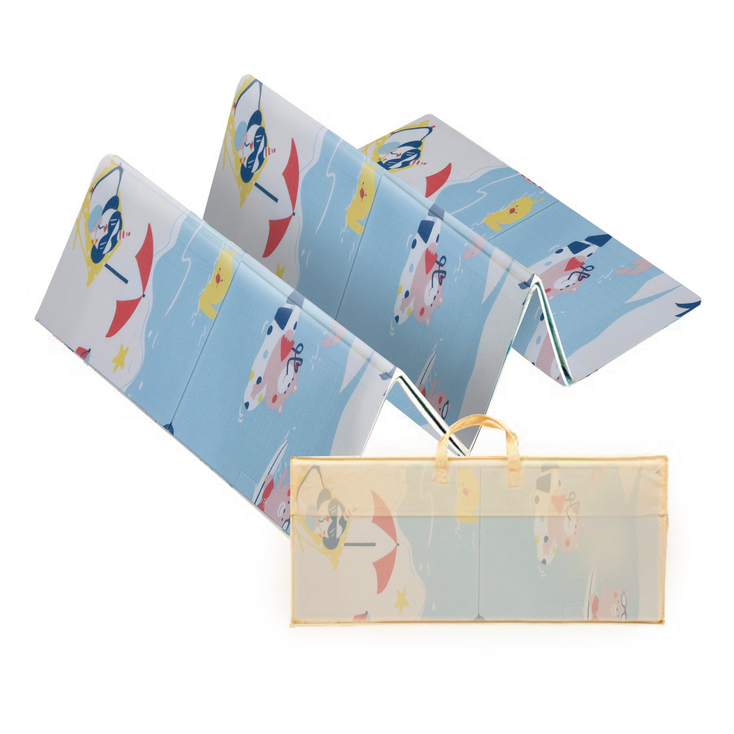 Baby Crawling Mat 200x180CM Large Reversible Waterproof, Non-Slip Play Mat with Beach Design