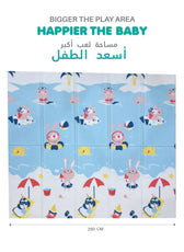 Baby Crawling Mat 200x180CM Large Reversible Waterproof, Non-Slip Play Mat with Beach Design