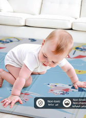 Baby Crawling Mat 200x180CM Large Reversible Waterproof, Non-Slip Play Mat with Beach Design
