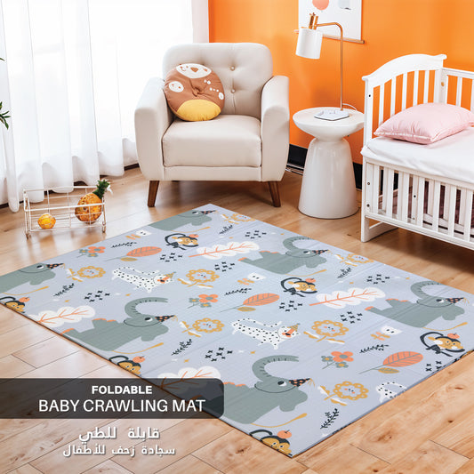 Baby Crawling Mat 200x180CM Large Reversible Waterproof, Non-Slip Play Mat with Elephant Design