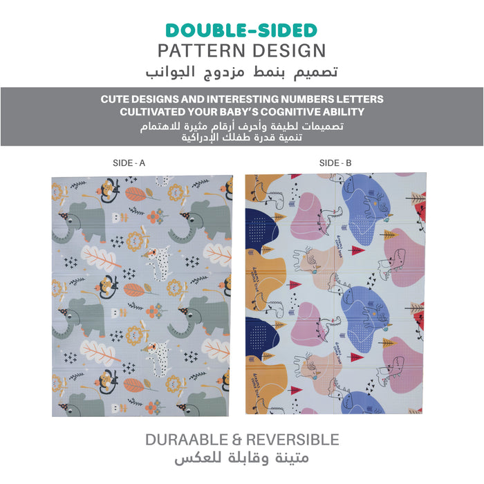 Baby Crawling Mat 200x180CM Large Reversible Waterproof, Non-Slip Play Mat with Elephant Design