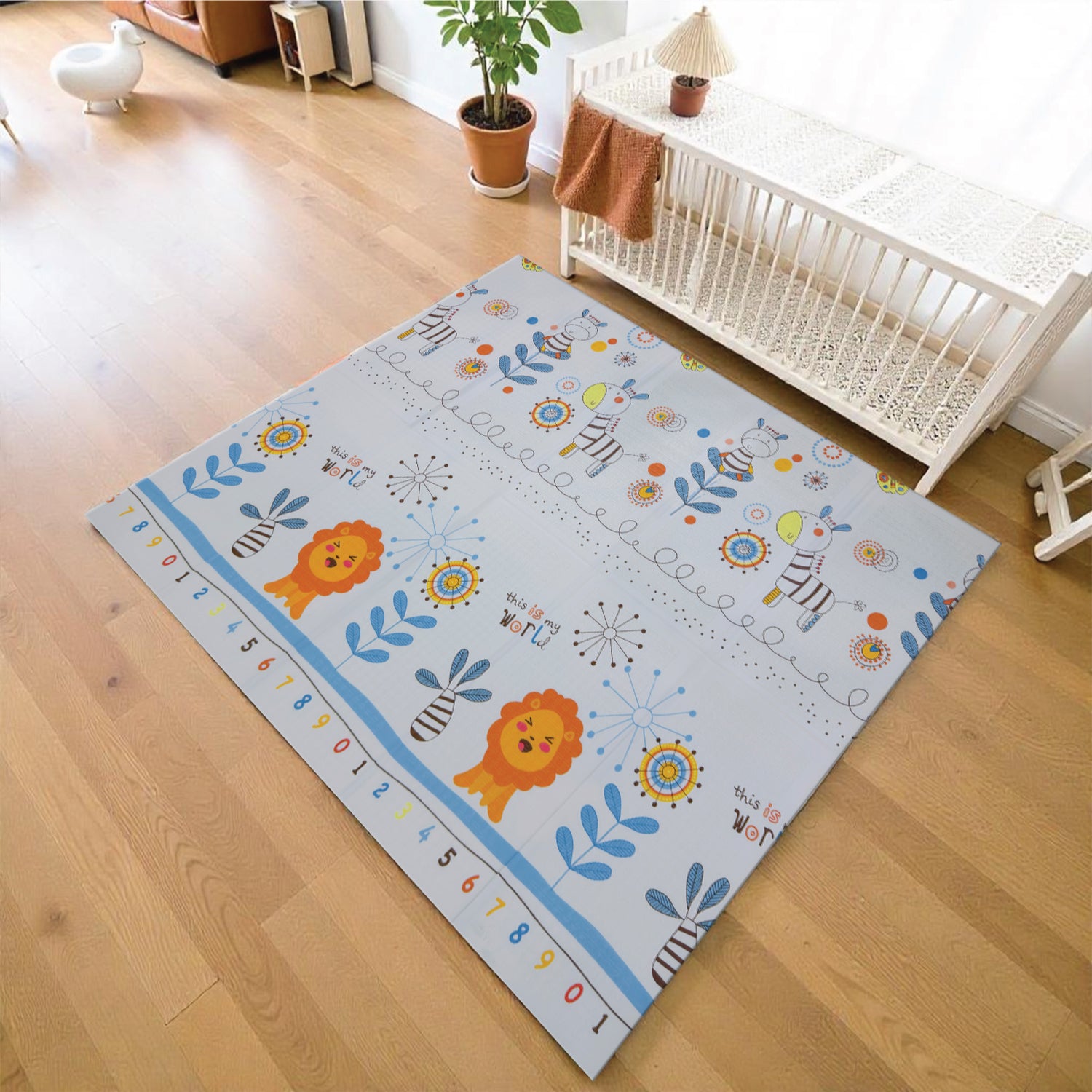Baby Crawling Mat 200x180CM Large Reversible Waterproof, Non-Slip Play Mat with Penguin Design