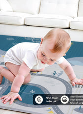 Baby Crawling Mat 200x180CM Large Reversible Waterproof, Non-Slip Play Mat with Penguin Design