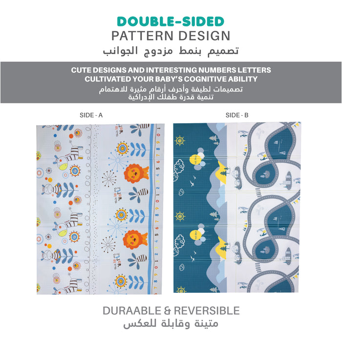 Baby Crawling Mat 200x180CM Large Reversible Waterproof, Non-Slip Play Mat with Penguin Design