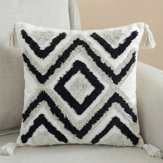 Boho Handcrafted Throw Pillow 45x45cm Filled Cushion with Maze Design Pack of 2