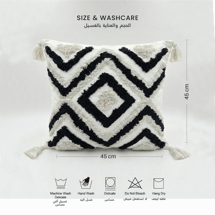 Boho Handcrafted Throw Pillow 45x45cm Filled Cushion with Maze Design Pack of 2