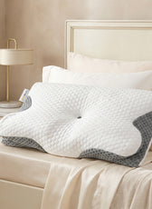 Ergo Memory Foam Pillow with Breathable, Washable Cover with Button 60x40x10cm