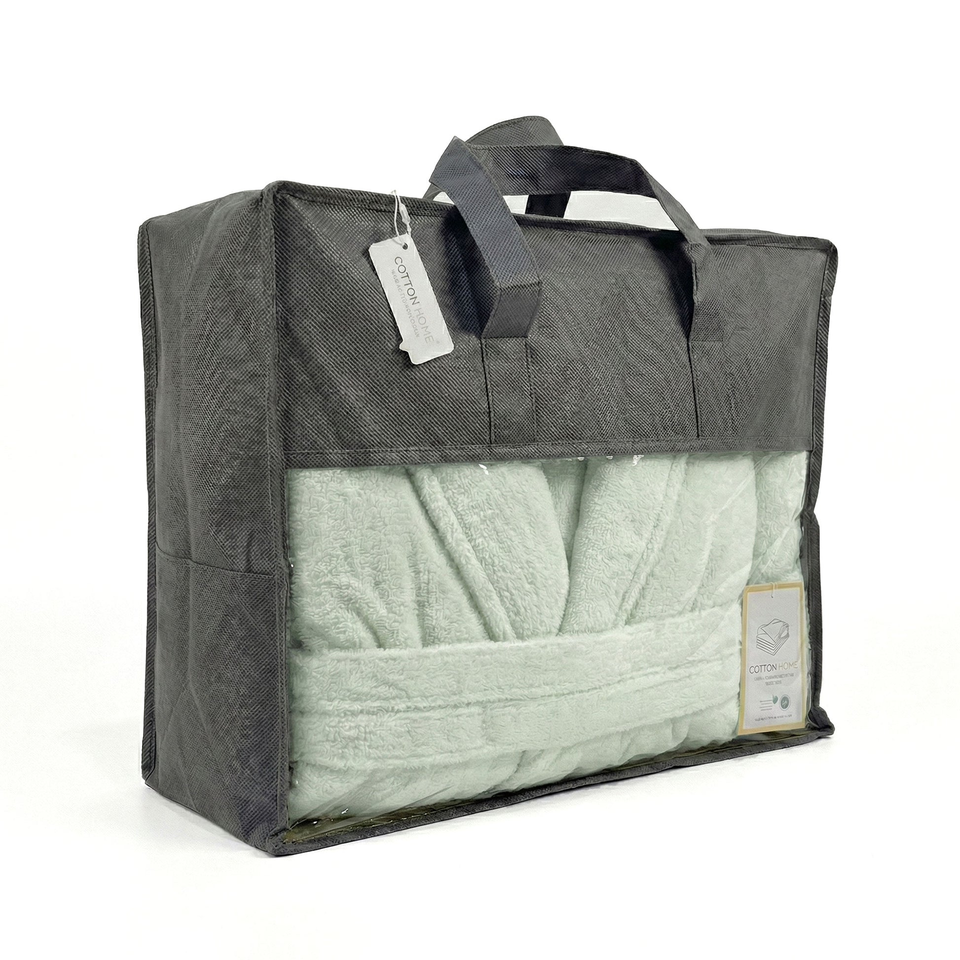 Luxury 7PC Egyptian Cotton Bath Bundle Set Mint Green – Bathrobe, Towels, Slippers