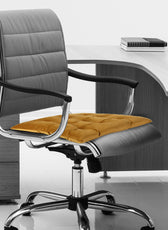 Velvet Slip Free Tufted  Chair Cushion Mustard 40x40cm - Cotton Home