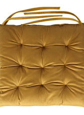 Velvet Slip Free Tufted  Chair Cushion Mustard 40x40cm - Pack of 2 - Cotton Home