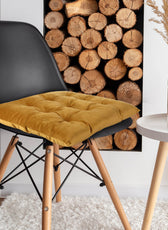 Velvet Slip Free Tufted  Chair Cushion Mustard 40x40cm - Pack of 2 - Cotton Home