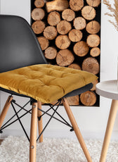Velvet Slip Free Tufted  Chair Cushion Mustard 40x40cm - Pack of 4 - Cotton Home