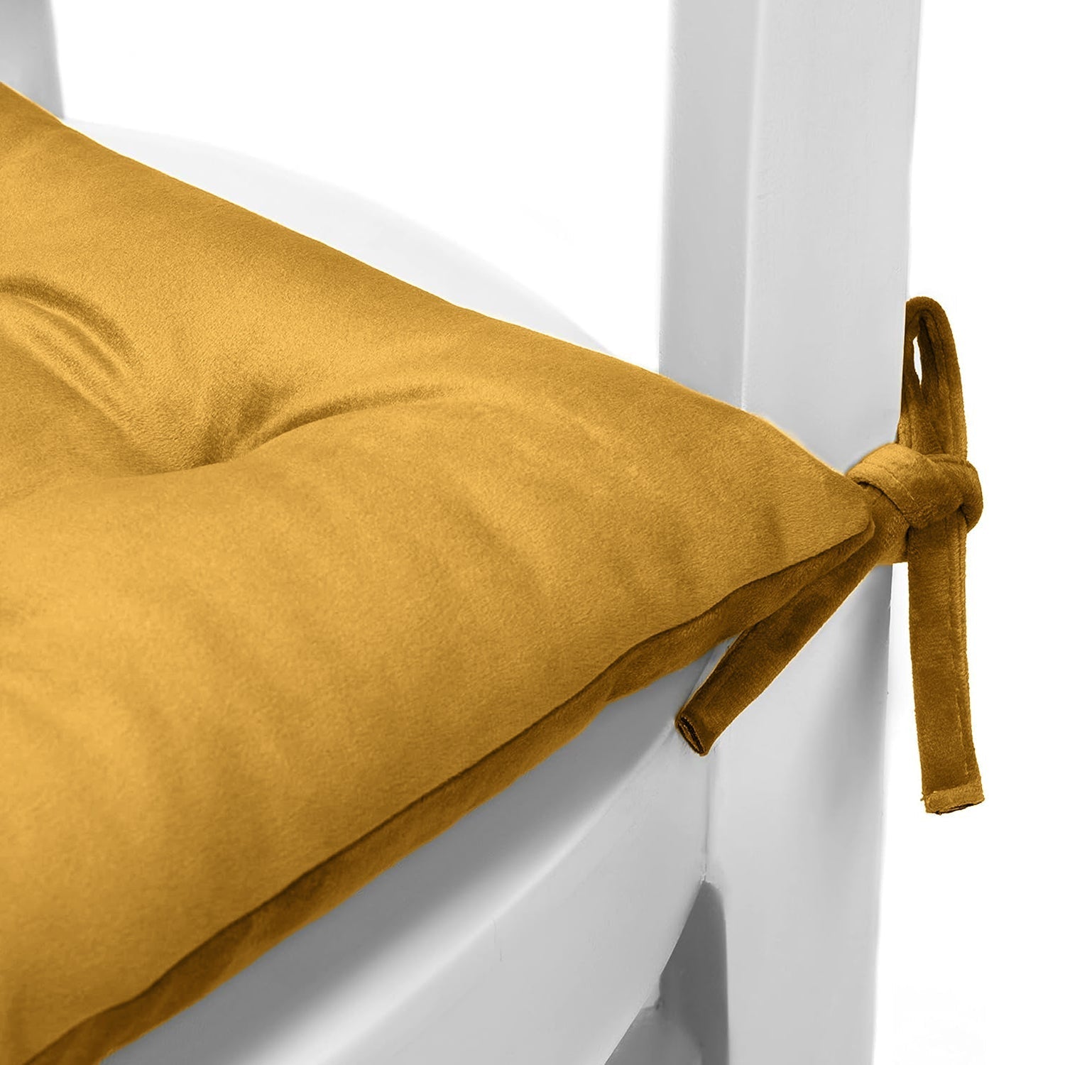 Velvet Slip Free Tufted  Chair Cushion Mustard 40x40cm - Pack of 4 - Cotton Home