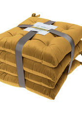 Velvet Slip Free Tufted  Chair Cushion Mustard 40x40cm - Pack of 4 - Cotton Home