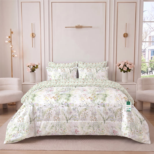 Nuvora 350TC  Cotton 6-Piece Set Premium Quality King Comforter Set 220x240cm
