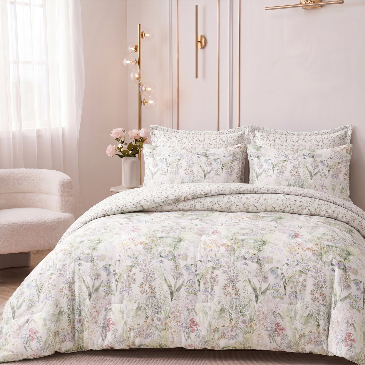 Nuvora 350TC  Cotton 6-Piece Set Premium Quality King Comforter Set 220x240cm