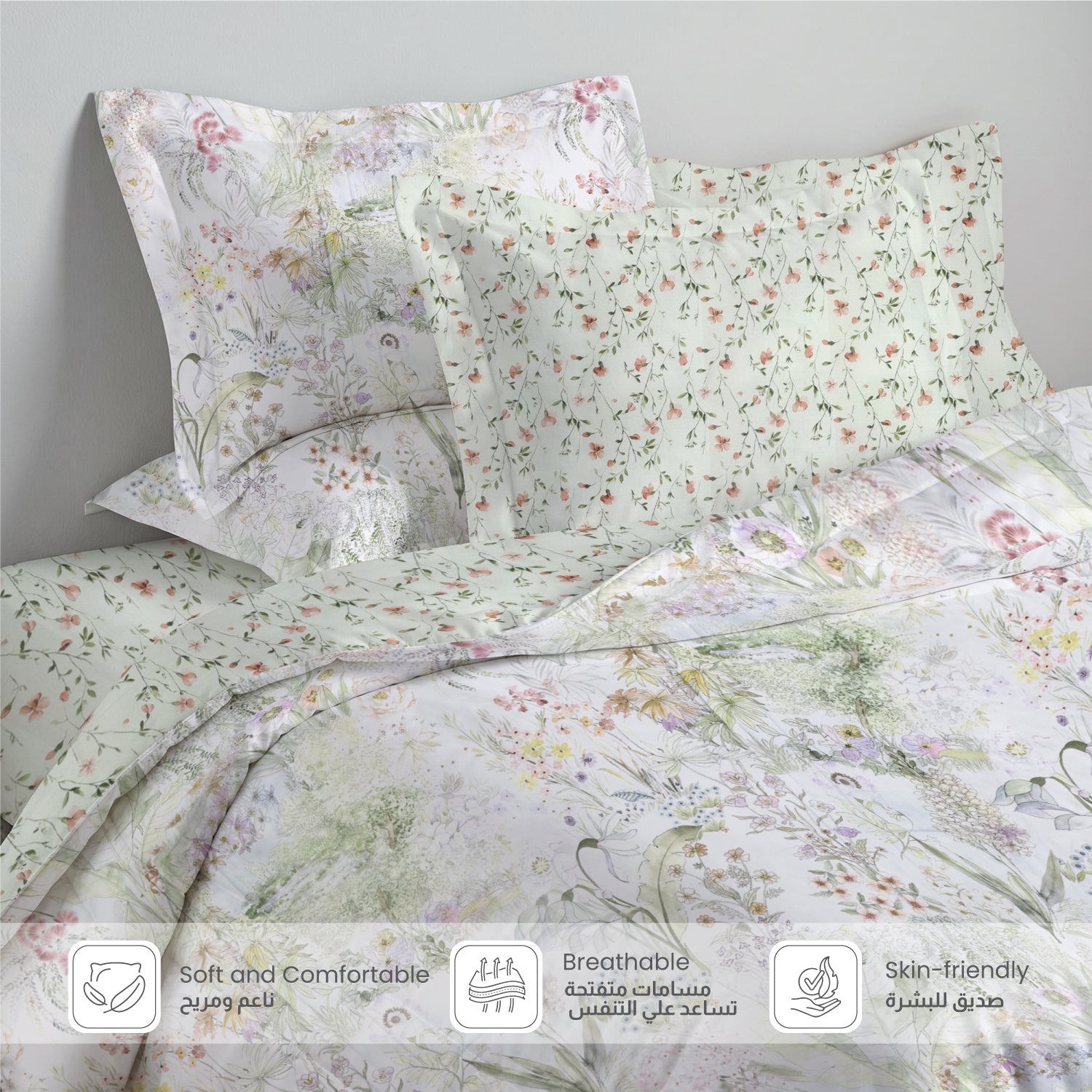 Nuvora 350TC  Cotton 6-Piece Set Premium Quality King Comforter Set 220x240cm