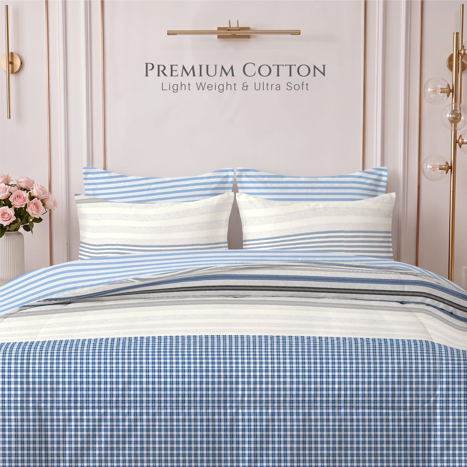 Loresa 350TC  Cotton 6-Piece Set Premium Quality King Comforter Set 220x240cm