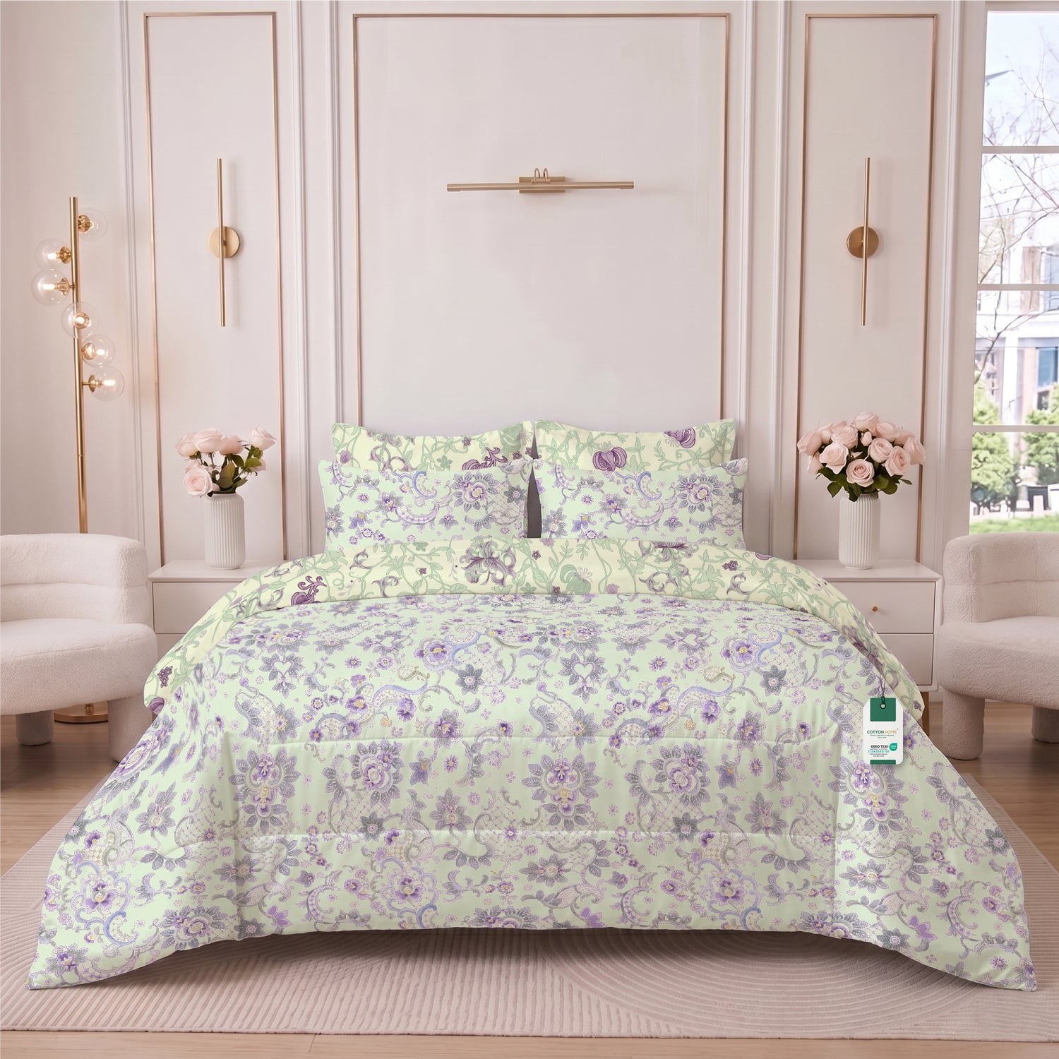 Zenvia 350TC  Cotton 6-Piece Set Premium Quality King Comforter Set 220x240cm
