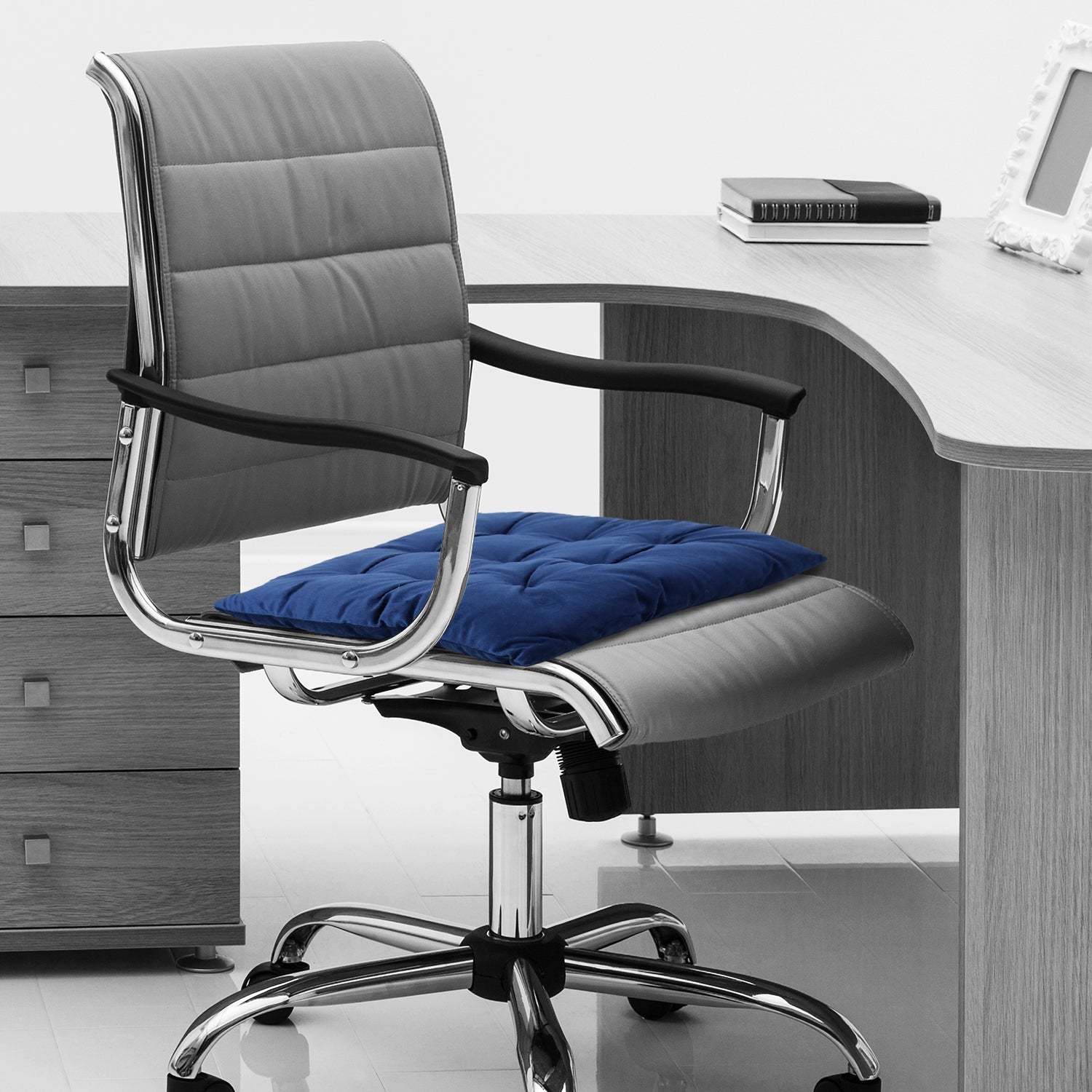 Velvet Slip Free Tufted  Chair Cushion Navy Blue 40x40cm - Pack of 4 - Cotton Home