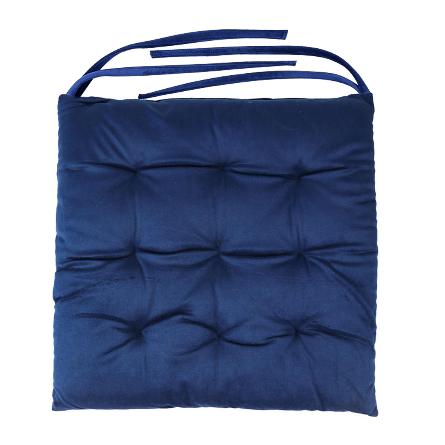 Velvet Slip Free Tufted  Chair Cushion Navy Blue 40x40cm - Cotton Home