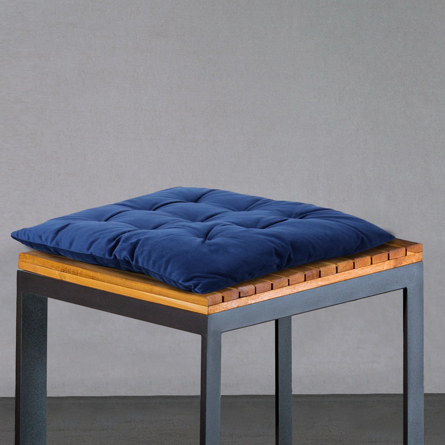 Velvet Slip Free Tufted  Chair Cushion Navy Blue 40x40cm - Pack of 2 - Cotton Home