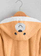 Premium Unisex Peach Bathrobe for Kids Ages 4-14 years with Hood and Tie Up Belt High quality Absorbent - Cotton Home